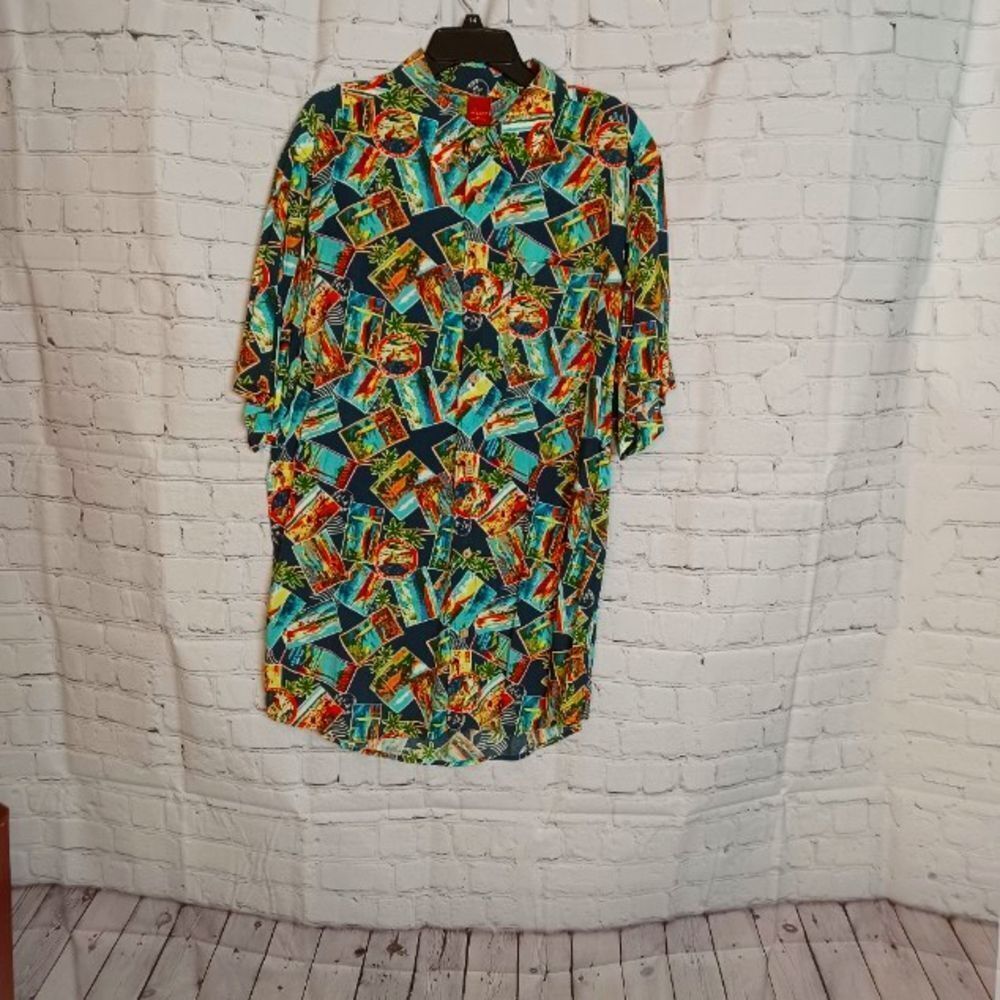 JUNCTION WEST Surf‎ & Sunshine Mens Summer Buttoned Short Sleeve Shirt XL